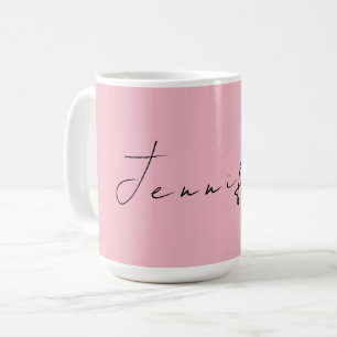 Taza De Café Caligrafía nombre feminista profesional lisa rosa
