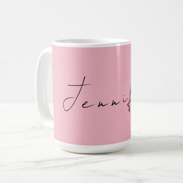 Taza De Café Caligrafía nombre feminista profesional lisa rosa (Anverso izquierdo)