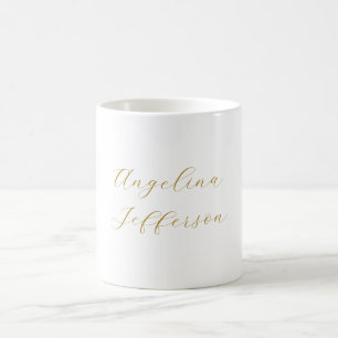 Taza De Café Caligrafía Profesional Color Dorado Elegante