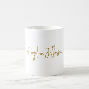 Taza De Café Caligrafía Profesional Elegante Color Dorado
