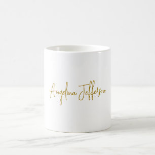 Taza De Café Caligrafía Profesional Elegante Color Dorado