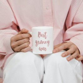 Taza De Café Caligrafía Purpurina rosa mejor abuela que nunca