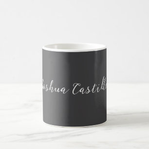 Taza De Café Caligrafía Simple Gris Nombre Profesional