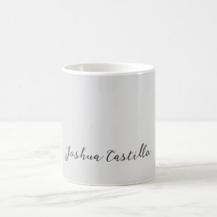 Taza De Café Caligrafía Simple Gris Nombre Profesional