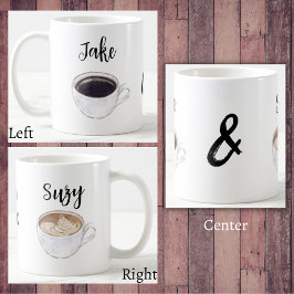 Taza De Café Caligrafía simple Pareja Café Lover