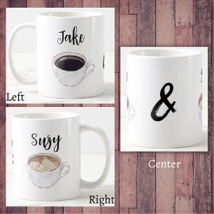 Taza De Café Caligrafía simple Pareja Café Lover