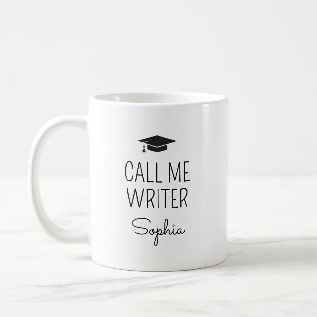 Taza De Café Call Me Writer Personalized Name (Izquierda)