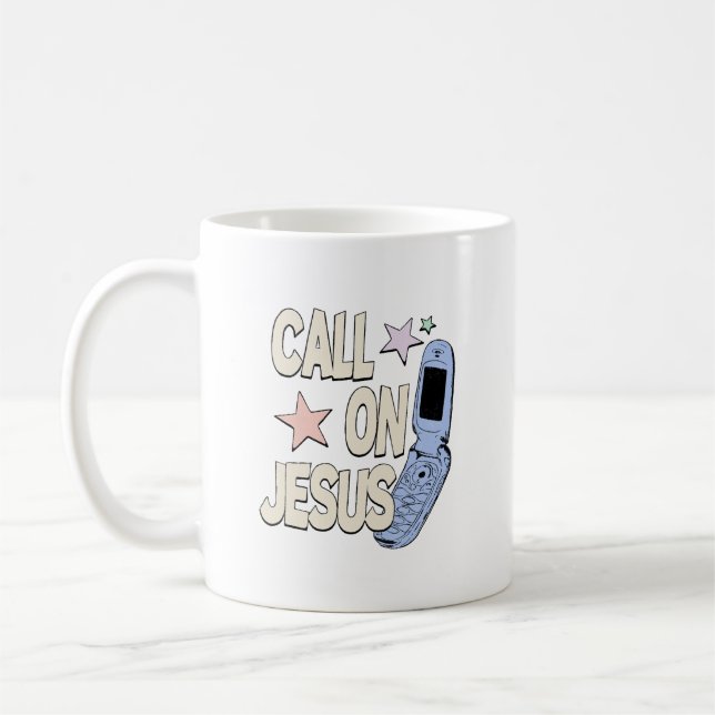 Taza De Café Call on Jesus – Retro Faith Design (Izquierda)
