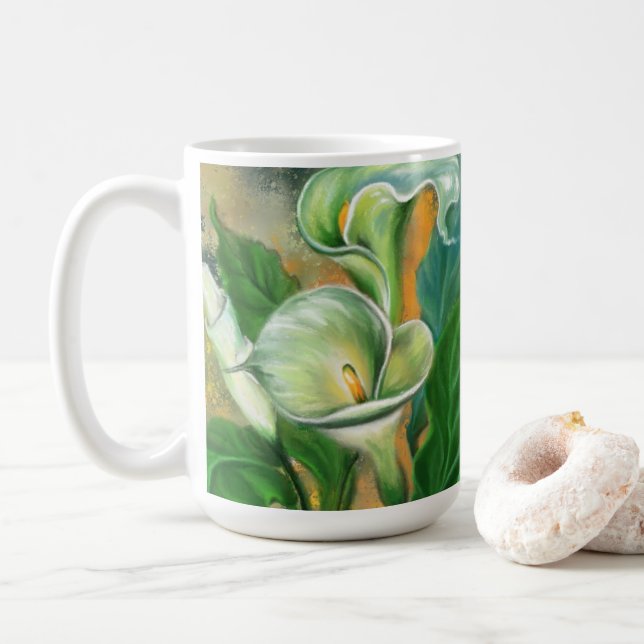 Taza De Café Calla Lily Flower Coffee Mug - Pintura (Con donut)
