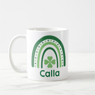 Taza De Café Calla Name Clover Boho Rainbow