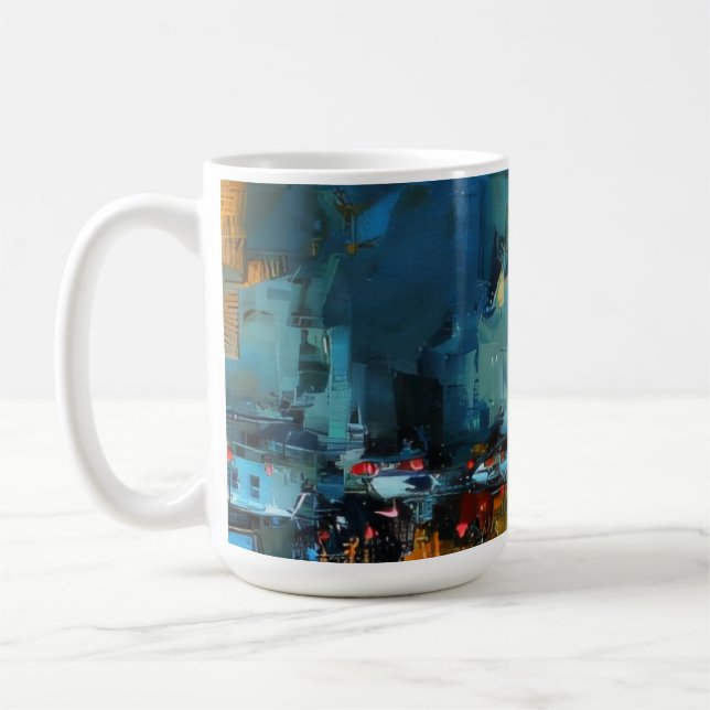 Taza De Café Calle Lluviosa Cyberpunk (Izquierda)