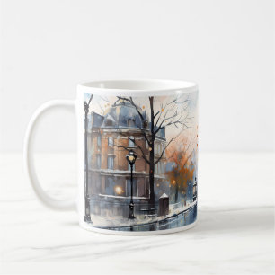 Taza De Café Calle Por La Mañana En Temporada De Invierno