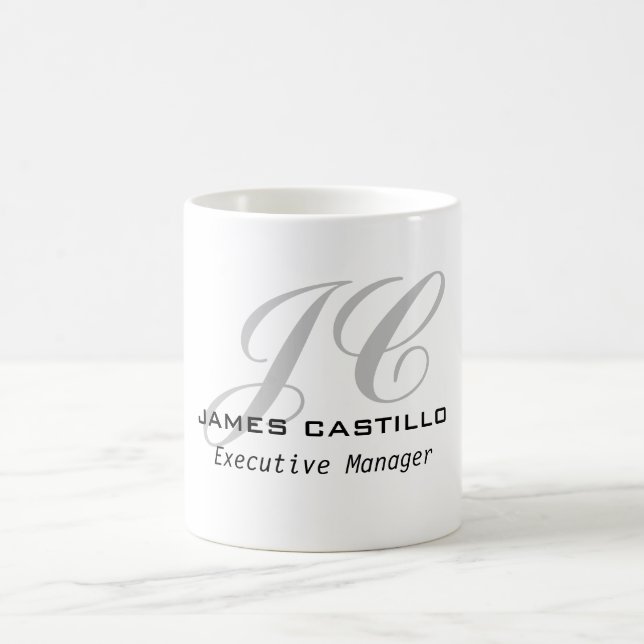Taza De Café Calligrahy Profesional Moderno Monogramado (Centro)