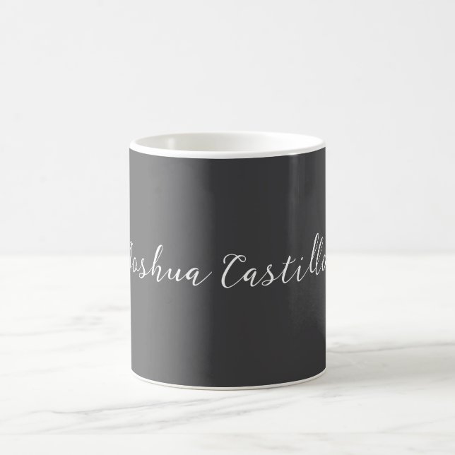 Taza De Café Calligraphy Simple Grey Professional Name (Centro)