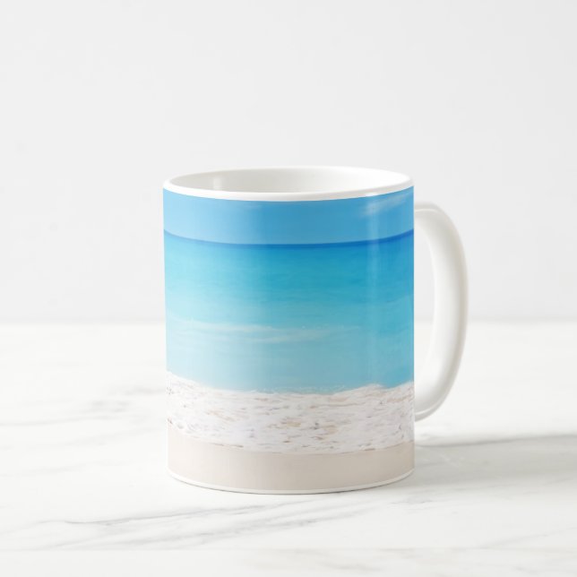 Taza De Café Calmar barro de escena de la playa (Anverso derecho)