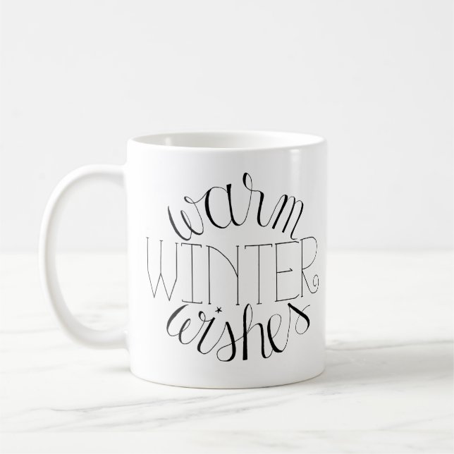 Taza De Café Caluroso Invierno Desea Mug Con Las Manos (Izquierda)