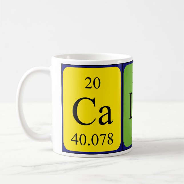 Taza De Café Calvin tabla periódica nombre mug (Izquierda)