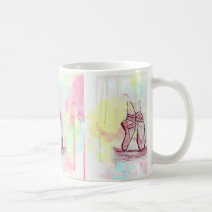 Taza De Café Calzado de ballet lindo sketch Watercolor mano dib