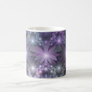 Taza De Café Cama de flores arte abstracto fractal brillante de