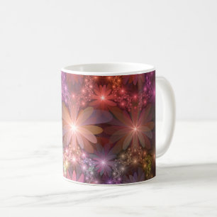 Taza De Café Cama De Flores Colorido Brillante Arte Fractal Abs