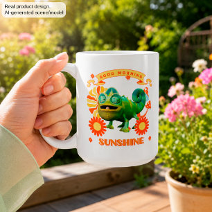 Taza De Café Camaleón Divertido Buenos Días Sol