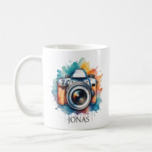 Taza De Café cámara acuarela arte fotógrafo personalizado