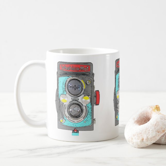 Taza De Café Cámara Pop Art Vintage. (Con donut)