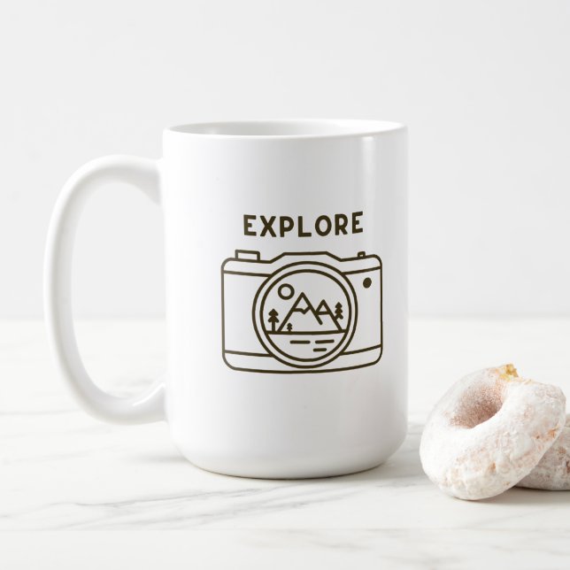 Taza De Café Cámara Simple Explora Más (Con donut)