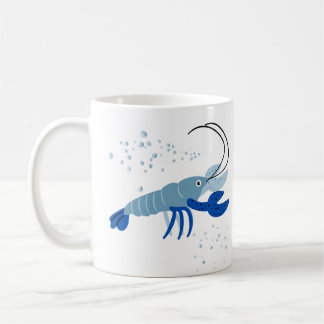 Taza De Café Camarón azul con garras azul oscuro y burbujas Cof