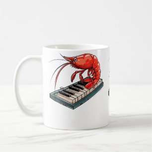 Taza De Café Camarón Cereza Tocando El Piano