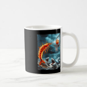 Taza De Café Camarón zambulléndose en tiburones divertido meme 