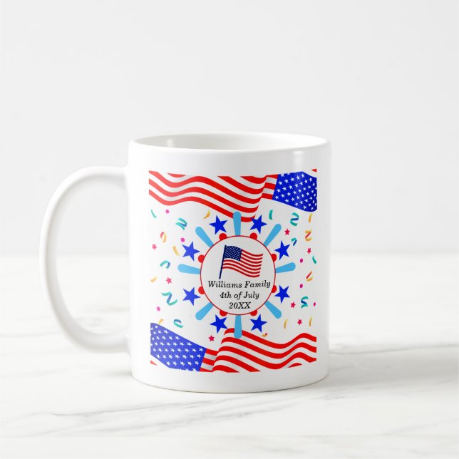 Taza De Café Cambiar cualquier texto Bandera de Estados Unidos  (Izquierda)