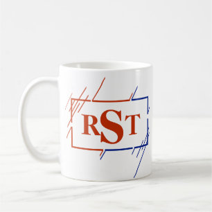 Taza De Café Cambiar el monograma inicial Blue Strokes Brown Q 