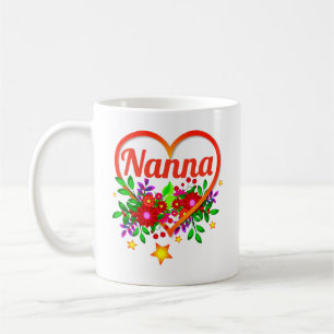 Taza De Café Cambiar nombre de la abuela - Nana - Corazón y flo