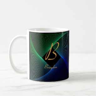 Taza De Café Cambiar nombre inicial Añadir nombre azul verde A 