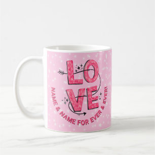 Taza De Café Cambiar nombre texto Boho AMAR letras de palabra t