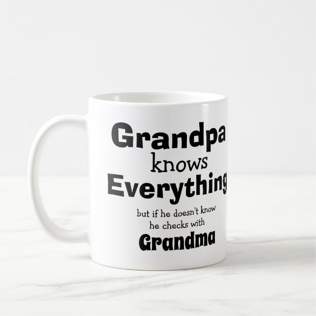 Taza De Café Cambiar nombres El abuelo lo sabe todo - Abuela (Izquierda)