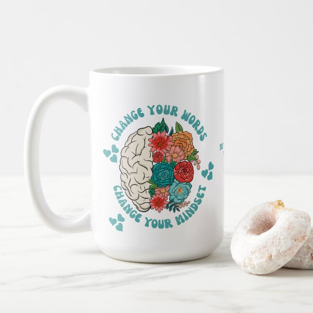 Taza De Café CAMBIAR SUS PALABRAS Cambiar su mentalidad cristia (Con donut)