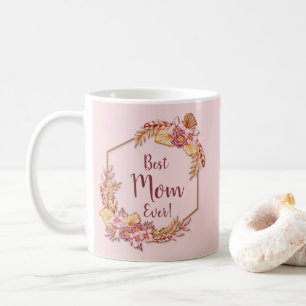 Taza De Café Cambiar texto Añadir nombre Flor Boho Mejor mamá T