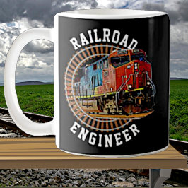 Taza De Café Cambiar texto Ingeniero ferroviario Diesel Locomot