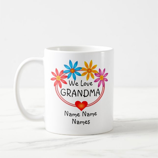 Taza De Café Cambiar todos los nombres Nietos Abuela Nombres Co (Izquierda)