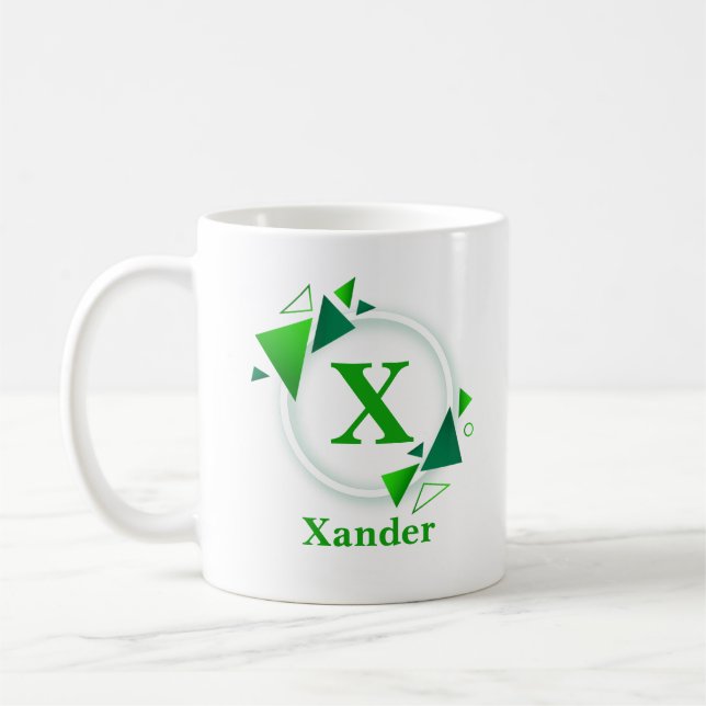 Taza De Café Cambio Inicial Agregar Nombre Verde Blanco Círculo (Izquierda)