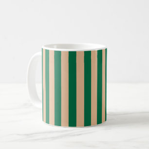 Taza De Café Camel beige y raya verde clásico