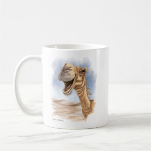 Taza De Café Camello Sonriente Acuarela Cartoon