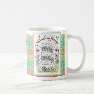 Taza De Café Camina conmigo la mamá, poema, Calligraphied