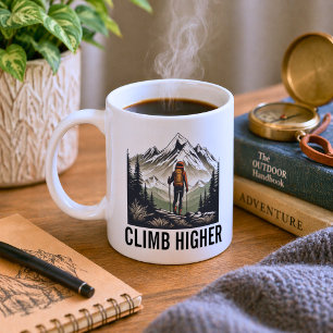 Taza De Café Caminante de Montaña Ascender Más Alto 