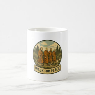 Taza De Café Caminar por la Paz – Monjes Minimalistas y Insigni