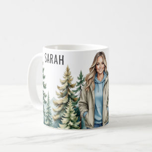 Taza De Café Caminata en bosque - Adve al aire libre personaliz
