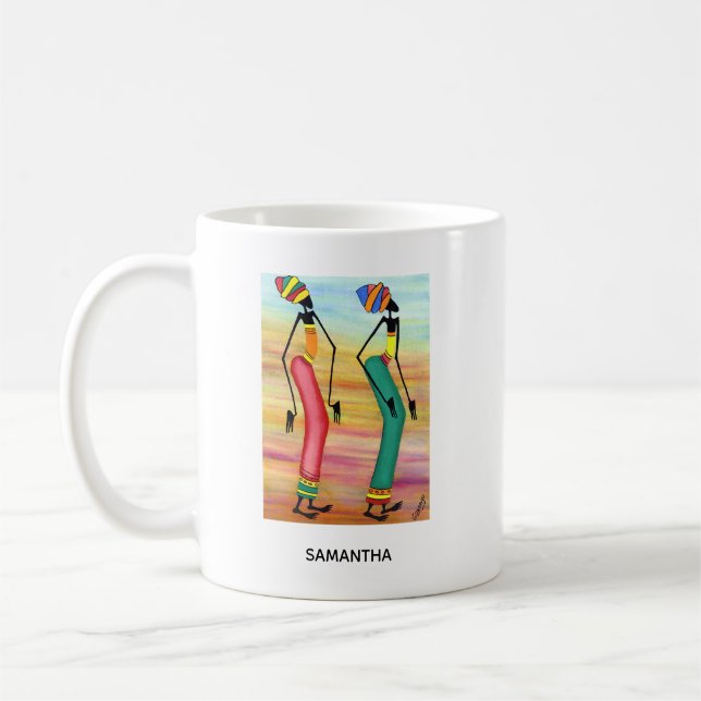 Taza De Café Caminata Inspiradora por el arte africano de las a (Izquierda)