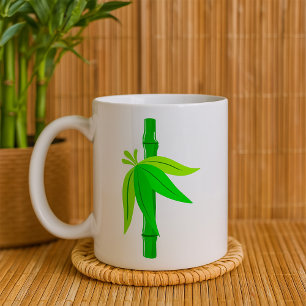 Taza De Café Caminata verde de bambú con hojas tropicales